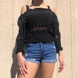 Black flower blouse